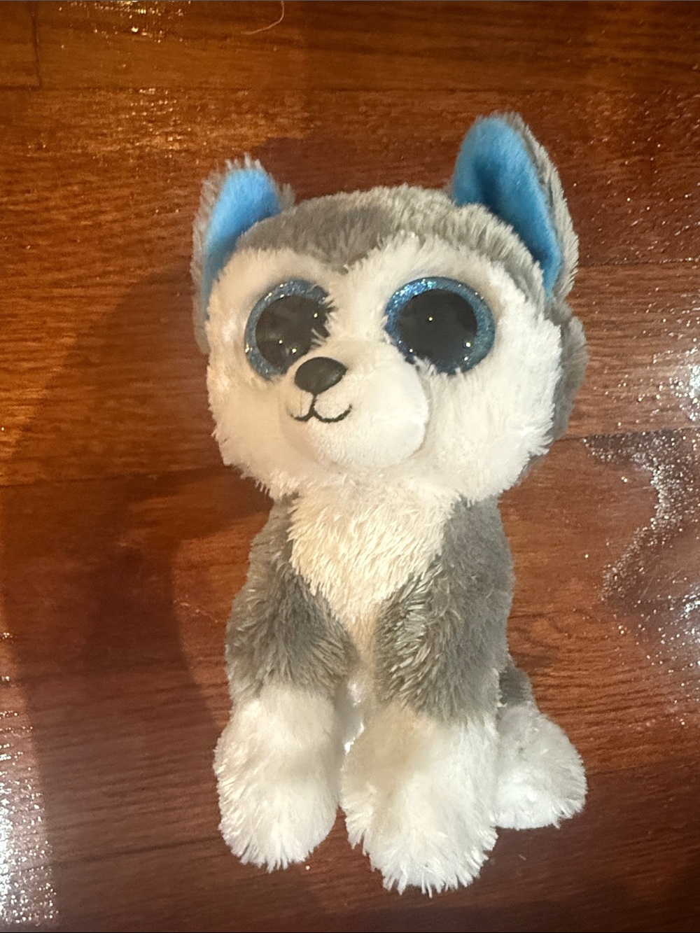 Blue-Eyed Gray & White Plush Husky